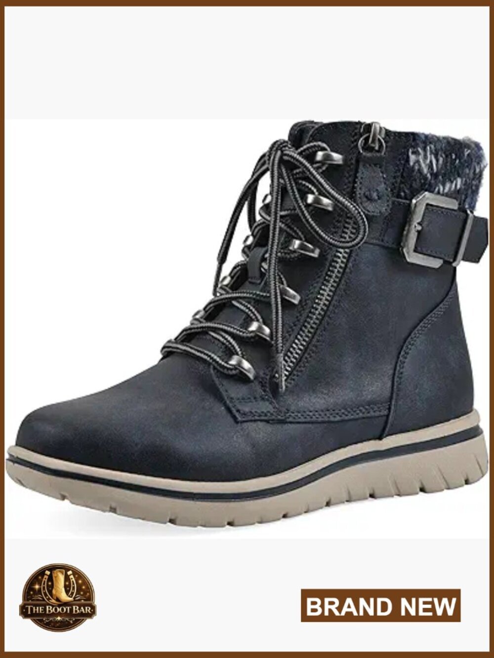 Cushioned City Hiker Ankle Bootie with Inside Zipper & Buckle